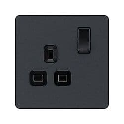 BG 13a 1 Gang Plastic Switched Socket - Matt Grey