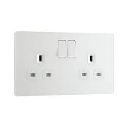 BG 13a 2 Gang Plastic Switched Socket - Pearlescent White