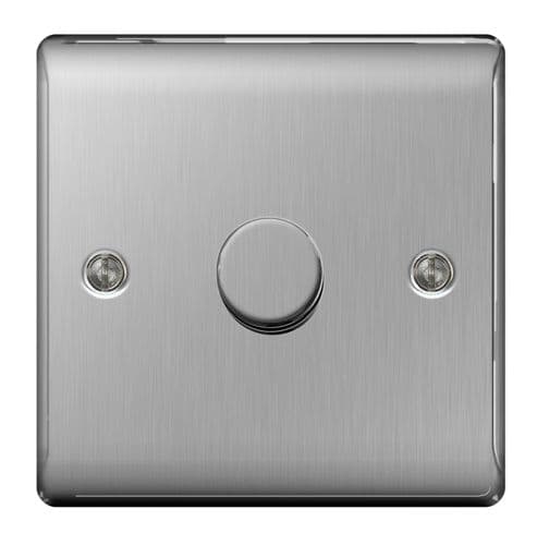 BG Brushed Steel 2way Push 400w - 1 Gang