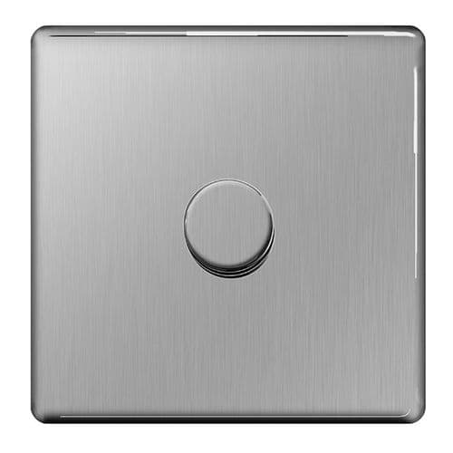 BG Dimmer Switch Push On /Off - Brushed Steel - 1 Switch
