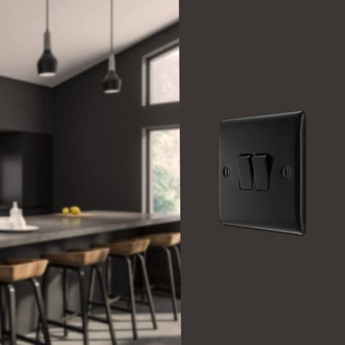 BG Double Switch 16ax 2 Way - 20a Matt Black