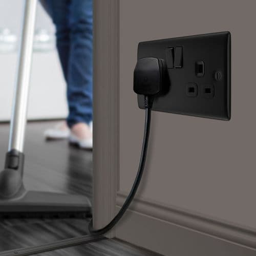 BG Double Switched Power Socket - Matt Black 13a