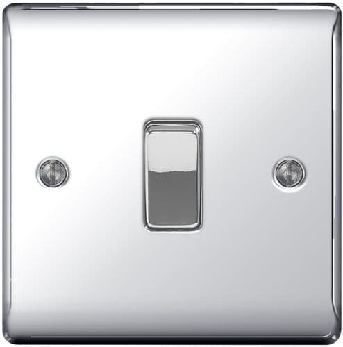 BG Metal Chrome 10ax Plate Switch 2 Way - 1 Gang