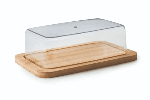 Blue Casa Butter Dish With Bamboo Base