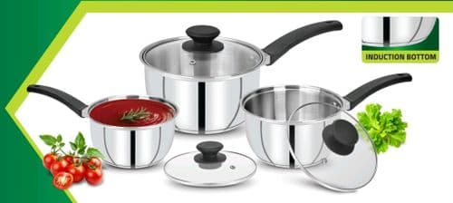 CookSupreme Stainless Steel Saucepan Set - 3 Piece