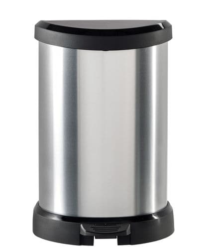 Curver Deco Black & Silver Pedal Bin - 20L
