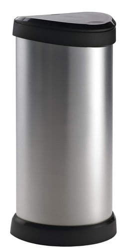 Curver Deco Black & Silver Push Bin - 40L
