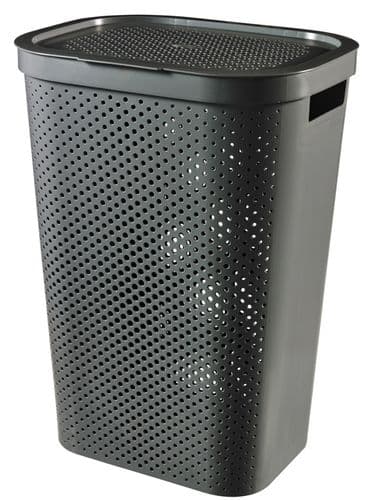 Curver Recycled Infinity Dots Laundry Hamper - 60L Dark Grey