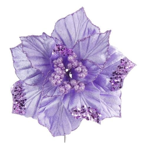 Davies Products Clip-On Velvet Poinsettia - 22cm Lilac