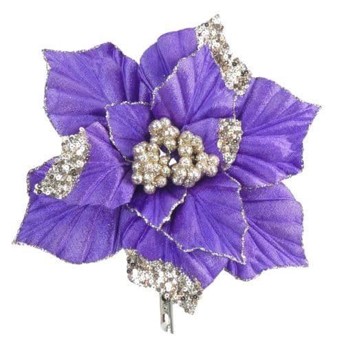 Davies Products Clip-On Velvet Poinsettia - 22cm Purple