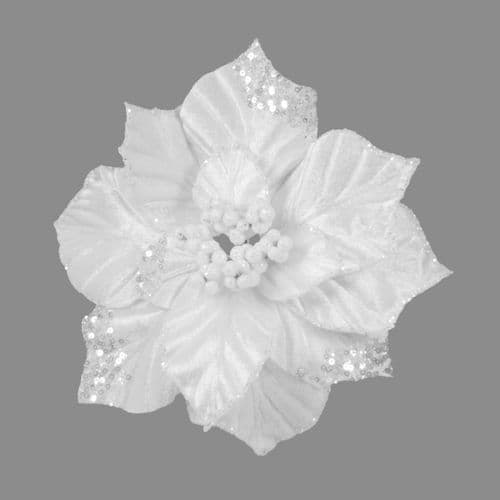 Davies Products Clip-On Velvet Poinsettia - 22cm White