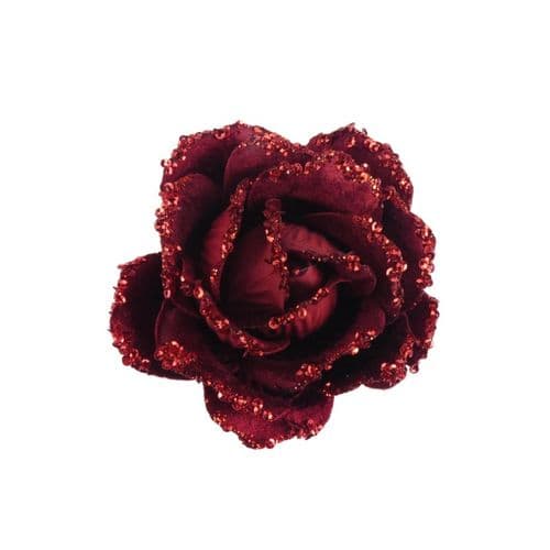 Davies Products Clip-On Velvet Rose - 10cm Wine