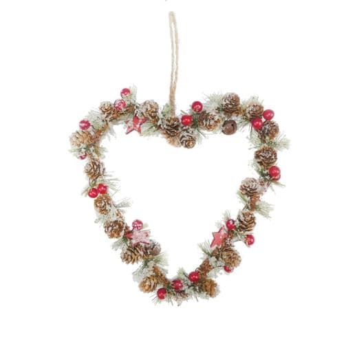 Davies Products Cone & Berry Frost Heart - 23cm