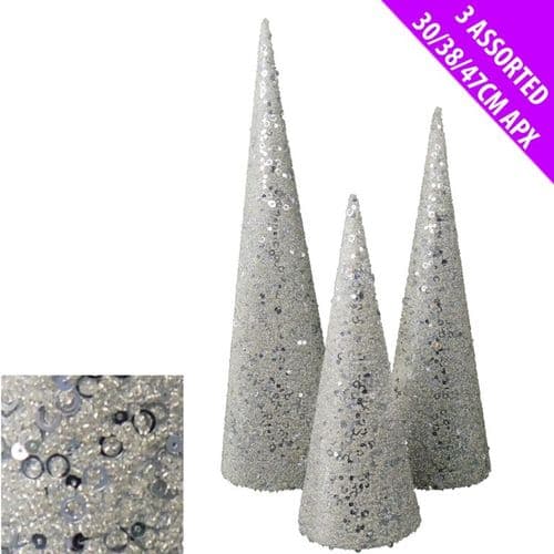 Davies Products Deco Cones - Set 3 Silver