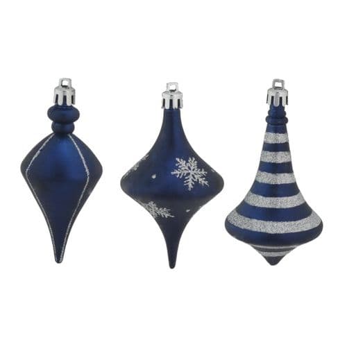 Davies Products Deco Drops x 3 - 10cm Navy/Silver