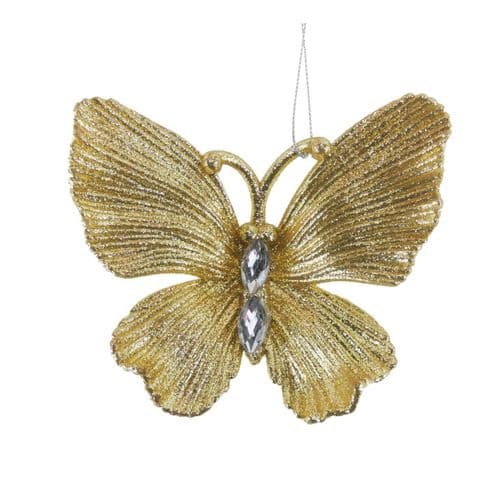Davies Products Diamante Glitter Butterfly - 11cm Gold