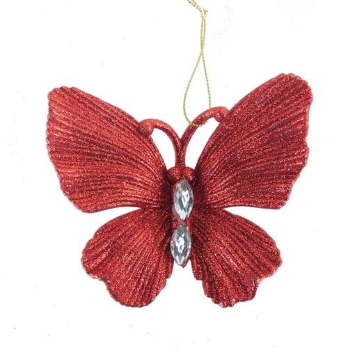 Davies Products Diamante Glitter Butterfly - 11cm Red