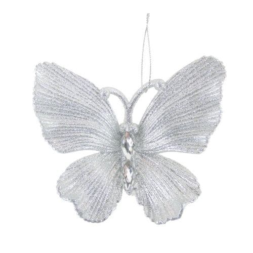 Davies Products Diamante Glitter Butterfly - 11cm Silver