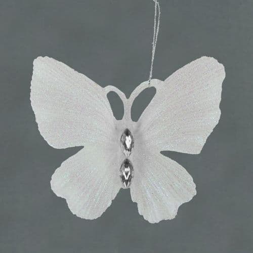 Davies Products Diamante Glitter Butterfly - 11cm White Iridescent