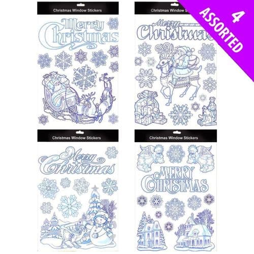 Davies Products Frosty Glitter Merry Christmas Window Clings - Assorted