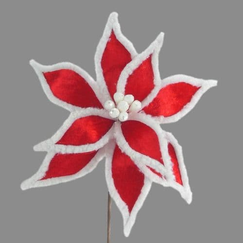 Davies Products Fur Edge Poinsetta Stem - Red/White