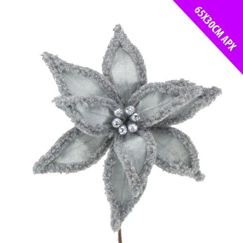 Davies Products Fur Edge Poinsettia Stem - Grape