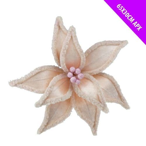 Davies Products Fur Edge Poinsettia Stem - Pink