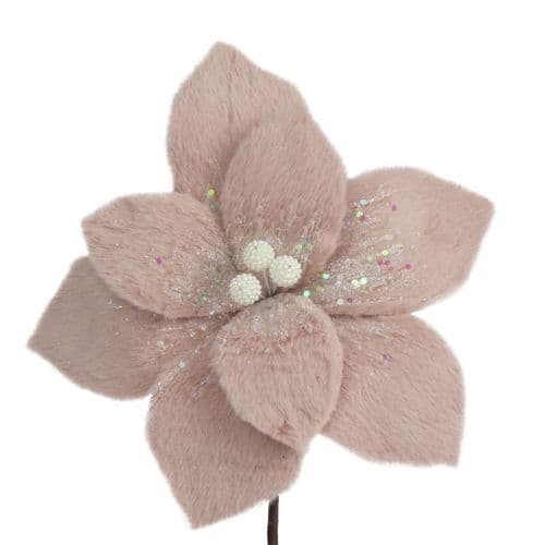 Davies Products Fur Flower Pick - 24cm Pink