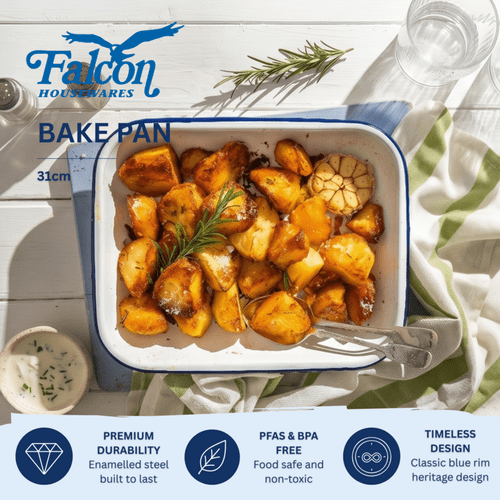 Falcon Enamel Bakepan - Traditional White - 31cm