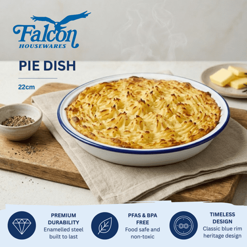 Falcon Round Pie Dish - Traditional White - 22cm x 4.5D