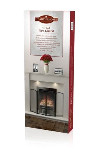 Hearth & Home Folding Fire Guard Black - 4 Sections