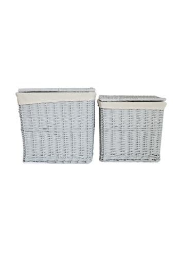Hearth & Home Grey Rectangular Log Basket - Set 2