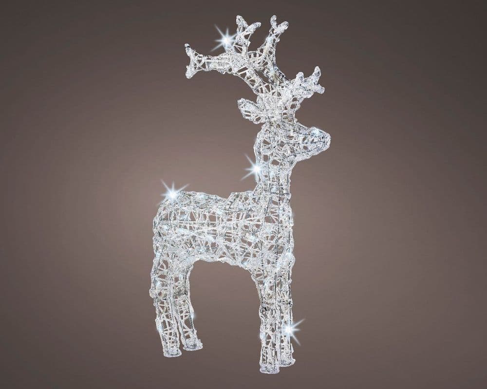 Kaemingk Christmas LED Indoor Outdoor Acrylic Reindeer 90cm - COOL WHITE