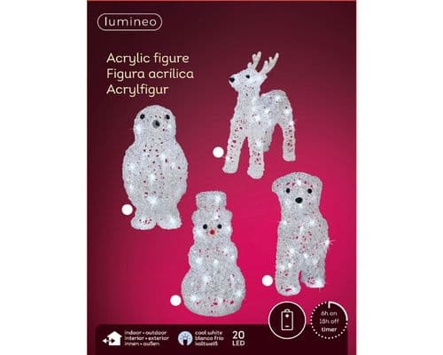 Kaemingk LED Acrylic Figures - Cool White Assorted