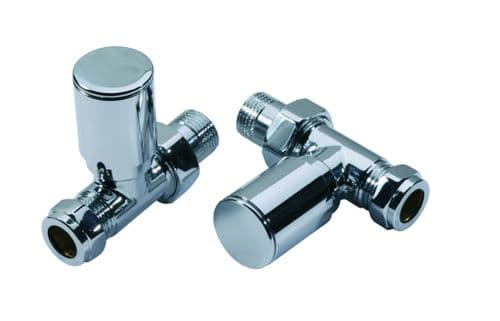 Kartell Modern Chrome Radiator Valve Angled Pair - 15mm