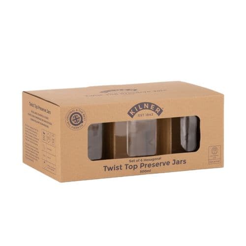 Kilner Hex Twist Top Jars Set 6 - 500ml