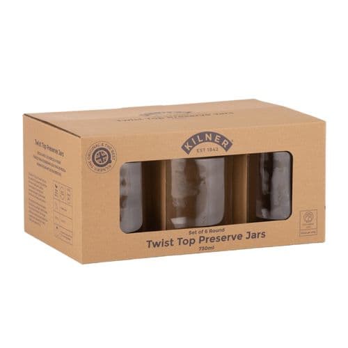 Kilner Round Twist Top Jars Set 6 - 730ml