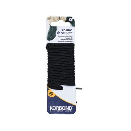 Korbond Black Round Shoe Laces - 90cm