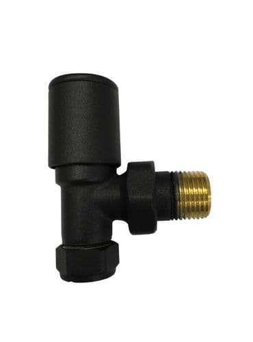 Kvit Black Radiator Angled Valve Pair - 15mm