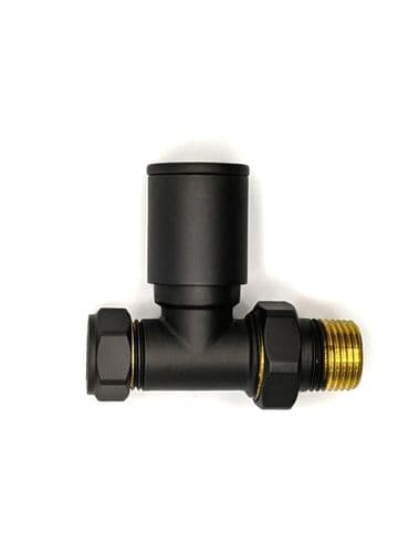 Kvit Black Radiator Straight Valve Pair - 15mm