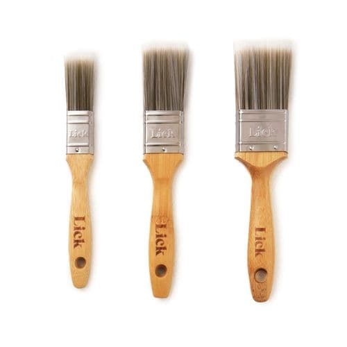 LickTools Bamboo Handle Brush Set - 1" Flat / 1.5" Flat X2 / 1.5" Angle Sash / 2" Flat