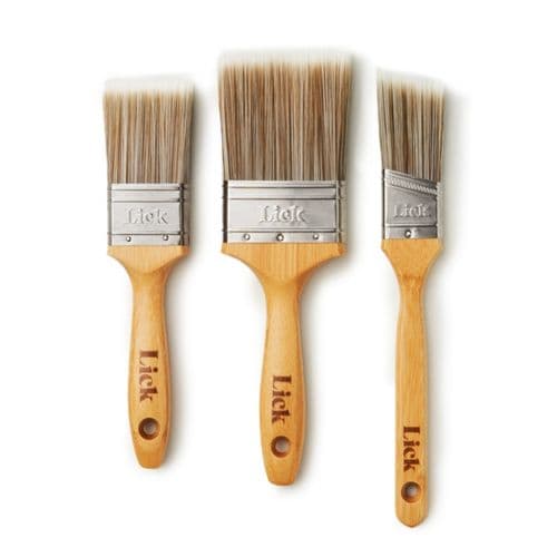 LickTools Bamboo Handle Brush Set - 1.5" Angled / 2" Flat / 3" Flat