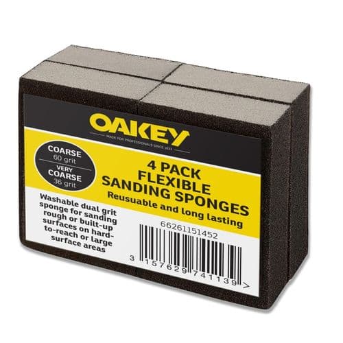 Oakey Black Flexible Sanding Sponges - Coarse 60g/Very Coarse 36g Pack 4