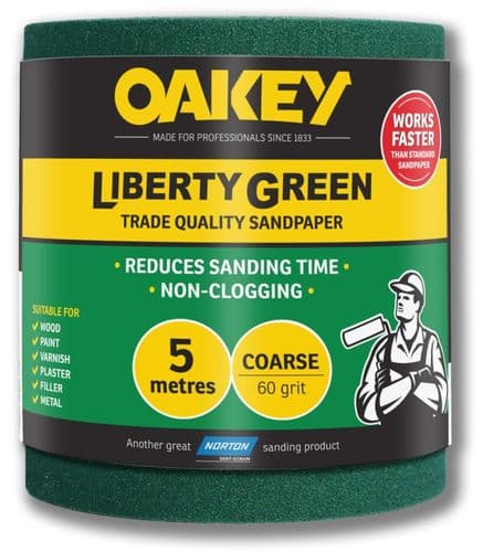Oakey Liberty Green Sanding Roll 5m - Coarse 60g