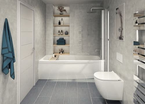 Perform Panel Bathroom & Shower Panel 2400mm x 600mm - Cloudy Marble