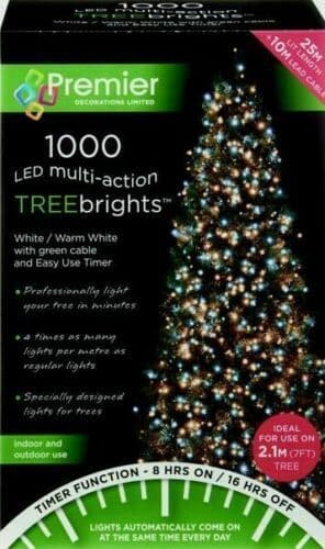 Premier 1000 LED Multi-Action TREEbrights Christmas Tree Lights with Timer - WHITE/WARM WHITE