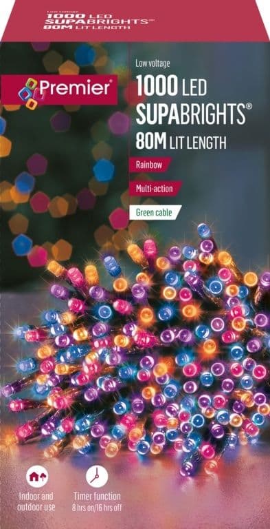 Premier 1000 Multi Action LED Supabrights With Timer - Rainbow