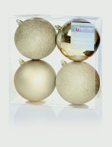 Premier 100mm Multi Finish Balls - Pack 4 Champagne Gold
