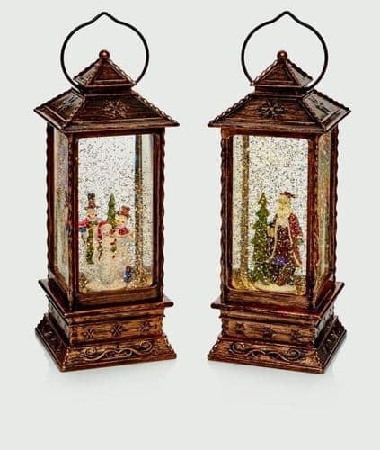 Premier 27cm Lantern Water Spinner Santa Snowman - 27cm