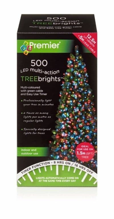 Premier 500 LED Multi-Action TREEbrights Christmas Tree Lights with Timer - MULTI